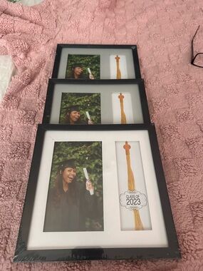 Classic Black Multi-Opening Graduation Photo Frame & Gold Tassel Accent set of 3